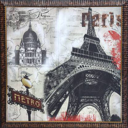 Artefact Paris Eiffel Tower Modern Art Wall Painting With out Glass Digital Reprint 24 inch x 24 inch Painting