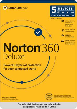 Norton 360 Deluxe 5 PC PC 1 Year Total Security (Email Delivery - No CD)
