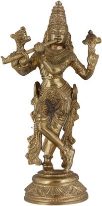 CAUVERY HANDICRAFTS Bronze Venugopala Krishna Decorative Showpiece  -  20 cm