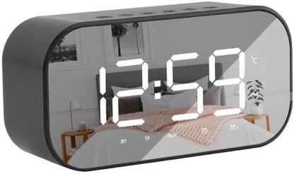 InOne Portable Multifunctional Bluetooth Speaker with Alarm Clock Digital FM Radio TF Card 3.5mm Aux Line-in with Large Mirror LED Display 3 W Bluetooth Speaker