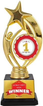Jhingalala World's Best Mom Winner Printed Golden Alloy Award Trophy for Mom | Gift for Mother, Gift for Mom, Birthday Gift for Mom, Trophy for Best Mom, Gift for Mother's Day Trophy