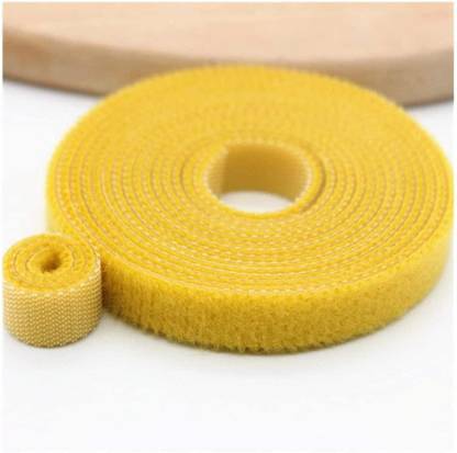 SYGA Reusable Cable Straps Cable Ties Hook & Loop Nylon Fastening Tape Wire Organizer, Interlocking Fastening Cable Binder Tie for Apparel, Home Textile, Industrial Use and More- 2m x 15mm, Yellow Stick-on Velcro