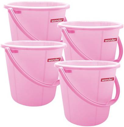 Wonder Plastic Frosty Super Bucket 16 Set, 4 pc Bucket 16 ltr, Pink Color, Made In India, KBS02973 16 L Plastic Bucket