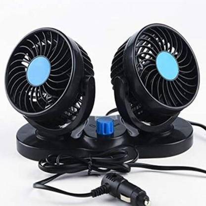 SellRider Car Fan 12V 360 Degree Rotatable Dual Head 2 Speed Quiet Strong Dashboard Auto Cooling Air Fan (Universal Fit For All Cars) Car Interior Fan
