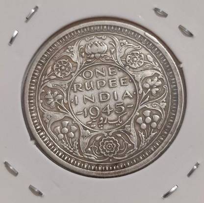 ANTIQUEWAY 1945 SILVER ONE RUPEE GEORGE VI BOMBAY MINT BRITISH INDIA COIN Medieval Coin Collection