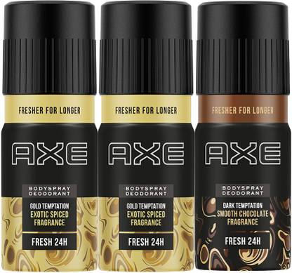 AXE Dark Temptation & Gold Temptation Deodorant, 150ml Pack of 3 Deodorant for men Deodorant Spray  -  For Men