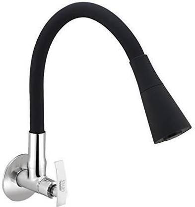 Spazio Pulse Flexo SmartBuy Flexible Sink Faucet - Flxo Play (with 360 Degree Flexible Silicon Hose & Dual Flow Pattern) Hot/Cold Water Tap With Wall Flange - Black Faucet Nozzle