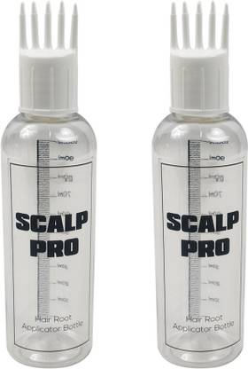 Scalp Pro Hair Root Applicator Bottle with Comb Cap for Applying Hair Oil, Shampoo and Medicines - Pack of 02
