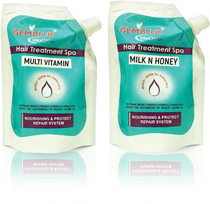 GEMBLUE BIOCARE Multi Vitamin and Milk & Honey Hair Treatment Spa,for Nourishing and Protect Repair,100ml each, enriched with Godness of Wheat Germ Oil, PACK OF 2