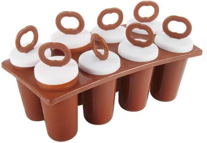 PGK TRADERS Ice Candy Maker Kulfi Maker Moulds Set With 8 Cups Multicolor Plastic Ice Cube Tray
