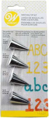 Wilton Writing Tip Set (Nozzles), 4pcs Steel Round Icing Nozzle