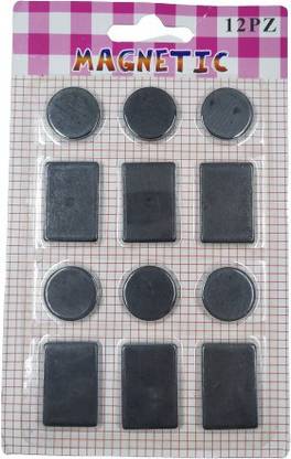 izone 12 pcs Magnet Game Kit black squre magnet ,round magnet Educating Toy for Kids for Projects/Experiments Multipurpose Office Magnets Pack of 12