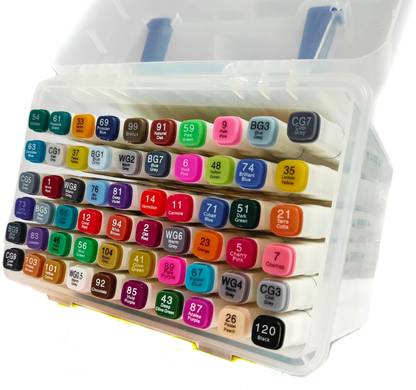 TouchCool Alcohol Markers Professional Art Set - Double Ended Blendable Alcohol Based Ink Colors with Fine and Chisel Tip. Perfect for Artists Beginners Adults and Kids - Marker Set 60