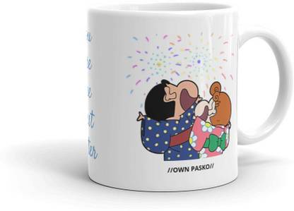 OWN PASKO PFS MART Shin Chan and Himawari Printed Raksha Bandhan Gifts For Brothers and Sisters Ceramic Coffee (350 ml) Ceramic Coffee Mug