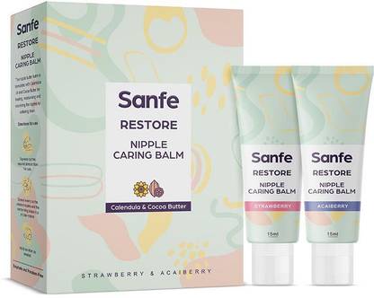 Sanfe Restore Nipple caring balm - Calendula and Cocoa Butter - 15 gm (Pack of 2) - Heals cracked and flaky nipples. Nipple Cream