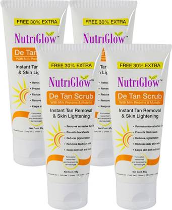 NutriGlow DE-TAN Face Scurb-65g(Pack Of 4) Scrub