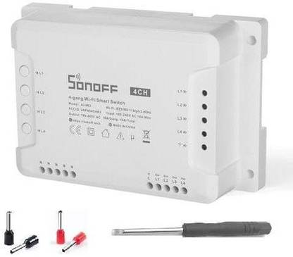 Sonoff 4CH R3 WiFi Switch for Home Automation, Smart WiFi Wireless Switch, 4 x 10A 2200W, Compatible with Alexa, Google Home, Free App Support Android & iOS Smart Switch