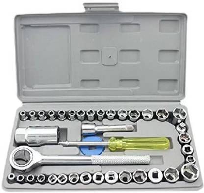 UZAN Universal Snap 'n Grip Auto Adjustable Universal Wrench and T-Bar 24pcs Tool Kit for Home Machine Car Repair Screw Driver Torx Bits Combo Socket Set