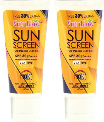 NutriGlow Sunscreen - SPF 50 PA+++ Sun Screen Lotion 65ml (Pack Of 2)