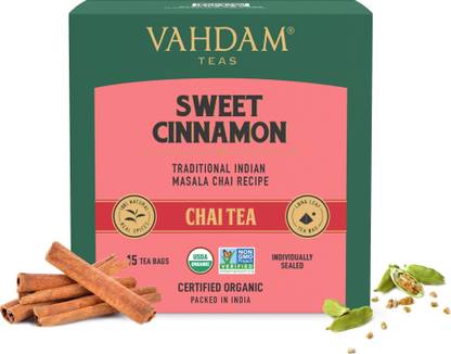 Vahdam Organic Sweet Cinnamon Cinnamon Masala Tea Bags Pouch