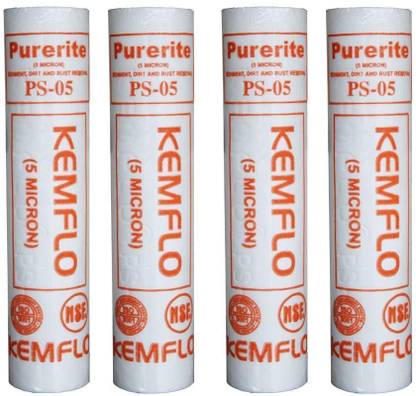 KHAMITRA Kemflow Cartridge Pre Outer Candle 5 Micron Pre Filter 10 Inch PP Spun Filter for All Type RO Water Purifier -Pack of 4 Pieces Solid Filter Cartridge