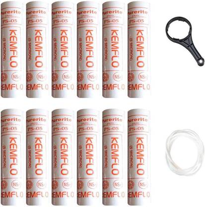 KHAMITRA PP Spun Filter for All Water R.O System (12 Pcs Combo with 2 Mtr Pipe & Spanner) Solid Filter Cartridge