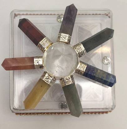 VASTU-SAMADHAN VSP 11 - SEVEN CHAKRA GENERATOR BRINGS HARMONY BETWEEN THE MIND, THE BODY AND THE SOUL (10 CM) (UNIQUE COMBO OF SEVEN CHAKRA GENERATOR AND VSP ULTIMATE 3 LAYER ABS POLYMER FIBRE PYRAMID SET) Crystal Yantra