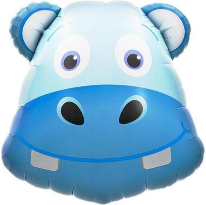 Bash N Splash Printed Animal kingdom hippopotamus Jungle Theme Cute Blue Hippo Party Foil Balloon (pack of 1) Balloon