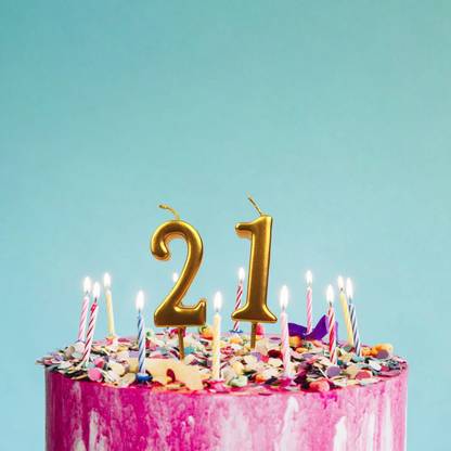 INFISPACE Chrome Gold Number Cake Candle for Birthday/ Anniversary (21) Candle