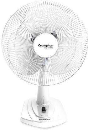 Crompton Torpedo High Speed KD white 400 mm 3 Blade Table Fan