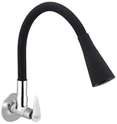 Spazio Vignette Flexo SmartBuy Flexible Sink Faucet - Flxo Play (with 360 Degree Flexible Silicon Hose & Dual Flow Pattern) Hot/Cold Water Tap With Wall Flange - Black Faucet Nozzle