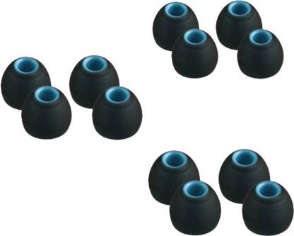 Crysendo Soft Silicone Multi Color Rubber Replacement Medium Size Earbuds for Headphones Pack of 12 Pcs Blue & Black In The Ear Headphone Cushion