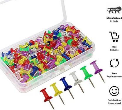 UQUAT Plastic Multicolor Transparent, Steel Push Pin  Pins