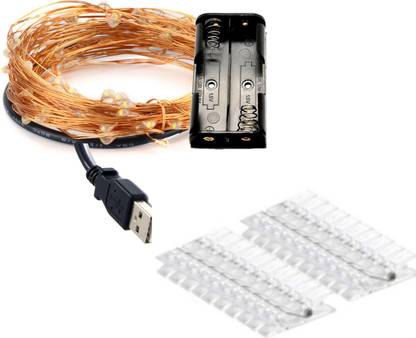 MANSAA 30 LEDs 3 m Yellow Steady String Rice Lights