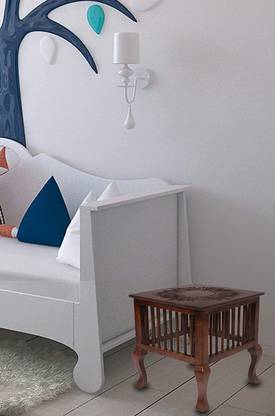 Smarts collection Handmade Bedside Table Floral Carved End Table for Bedroom and Living Room Solid Wood Side Table Solid Wood Side Table