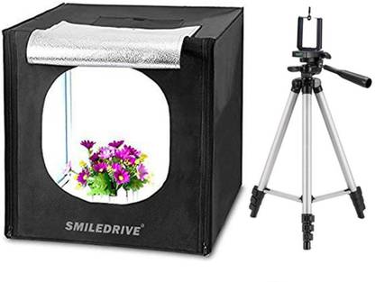 Smiledrive Portable Photo Booth Lighting Box Studio for Product Shoots Photography with 103cm Tripod Square Softbox