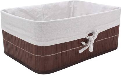 HomeStorie Bamboo Eco-Friendly Foldable Natural Bamboo Storage Basket Bins Organizer, Size : 38 X 28 X 16 cm (AR1723-L) Storage Basket
