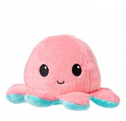 azvaka Emotional (Happy/Sad) Long Soft Lovable Hug-able Cute Giant Life Size Teddy Bear (Octopus, Pink Reversible Octopus Mini Plush) Mood Changing  - 10 inch