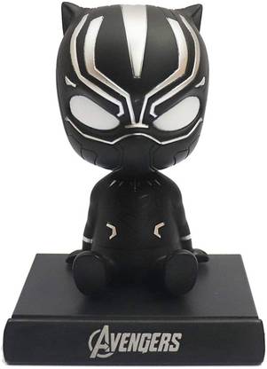 Relicon Black Panther Bobble Head with Mobile Holder (Design-1) Superhero Action Figure Toys Collectible Showpiece for Car Dashboard | Office Workstation Desk Table Top