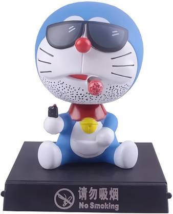 Relicon Doraemon Bobble Head with Mobile Holder (Design-3) Cartoon Action Figure Toys Collectible Showpiece for Car Dashboard | Office Workstation Desk Table Top