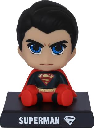 Relicon Superman Bobble Head with Mobile Holder (Design-1) Superhero Action Figure Toys Collectible Showpiece for Car Dashboard | Office Workstation Desk Table Top