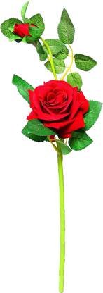 NERAPI Red Rose Flower Stick (Pack of 1) Red, Green Rose Artificial Flower