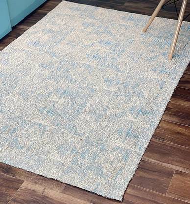 Award Velvet Blue, White Cotton Carpet
