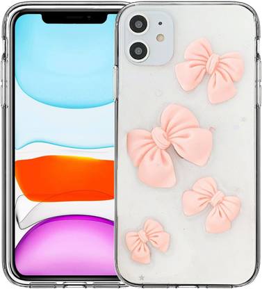 VONZEE Back Cover for iPhone 12 Mini 3D Cute Bowknot Transparent Glitter Case for Girls & Women