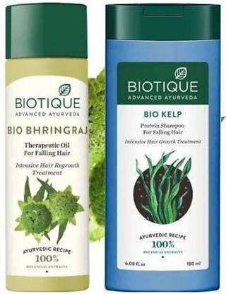 BIOTIQUE BIo Kelp 180 ml shampoo & Bio Bhiringraj oil 120 ml combo pk