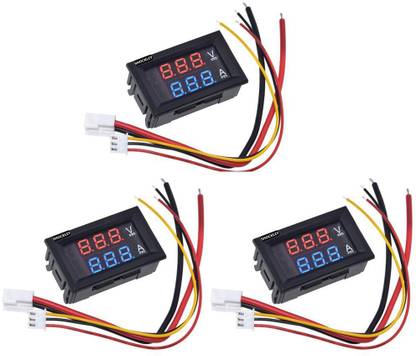 shockley Mini Digital Voltmeter Ammeter DC 100V 10A Panel Amp Volt Voltage Current Meter Tester Detector 0.56" Dual LED Display Auto Car (Pack of 3) Meter Electronic Hobby Kit