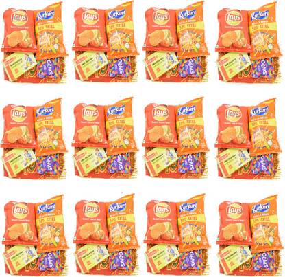 Uphar Creations Navratri Celebration Lays Kurkure Basket For Kids Pack of 12 | Navratri Gifts| Combo