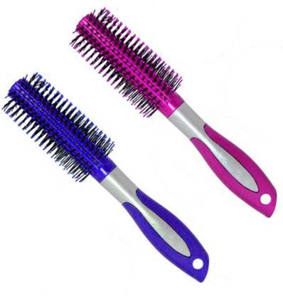 king with queen Wow Plastic Premium Quality Round Rolling Curling Plastic Comb Medium Hair Brush For Men And Women | pack of 2
