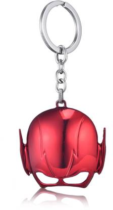 Relicon The Flash Lightning Bolt Mask Helmet Superhero (Design-4) Red Metal Keychain for Car Bike Men Women Keyring Key Chain
