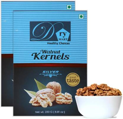 Dry.Mart Kashmiri 500 GM Premium Fresh Walnut Kernels/Walnuts without Shell/Akhrot Giri, Healthy & Delightful, Used for Snacking, Ingredient for Recipes, Cuisines & Desserts, Vaccum Pack (250 GM*2) Walnuts